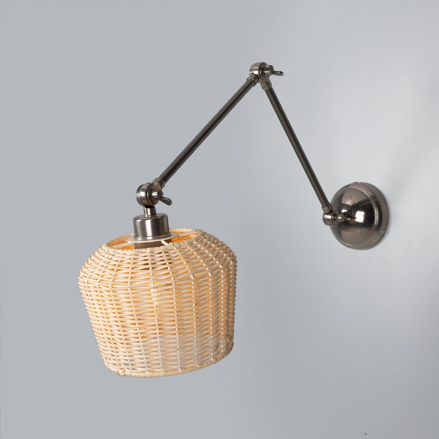 Manila Adjustable Arm Wall Light with Rattan Shade