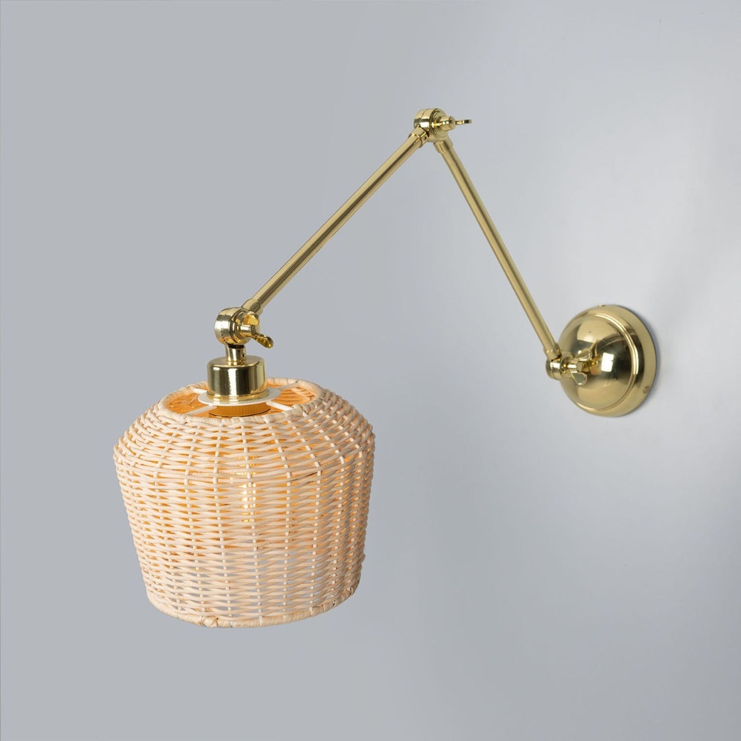 Manila Adjustable Arm Wall Light with Rattan Shade