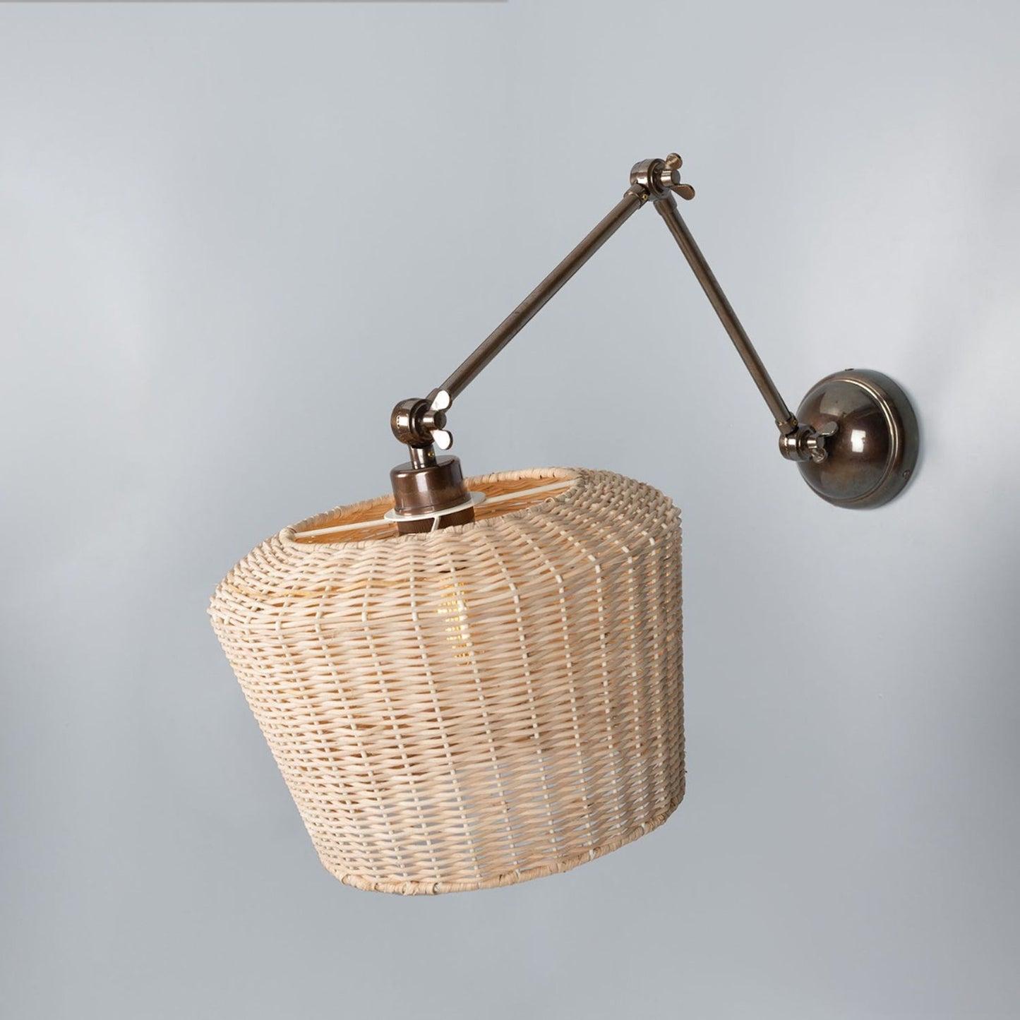 Manila Adjustable Arm Wall Light with Rattan Shade