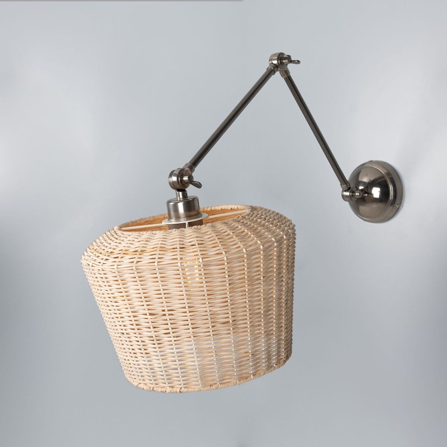 Manila Adjustable Arm Wall Light with Rattan Shade