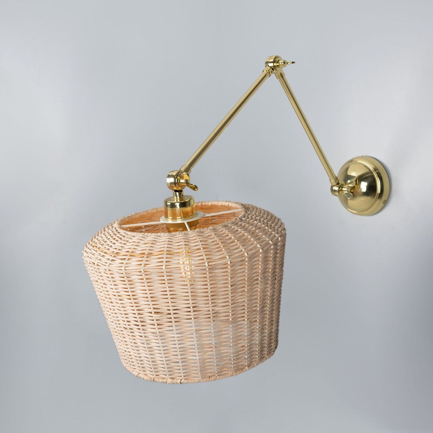 Manila Adjustable Arm Wall Light with Rattan Shade