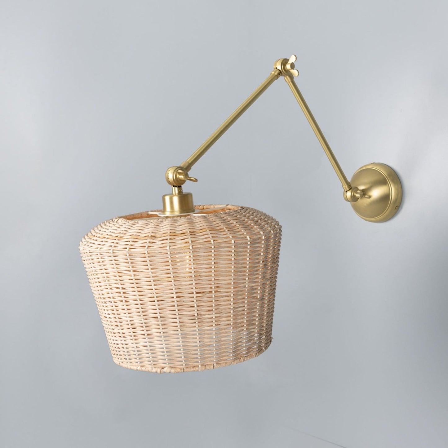 Manila Adjustable Arm Wall Light with Rattan Shade