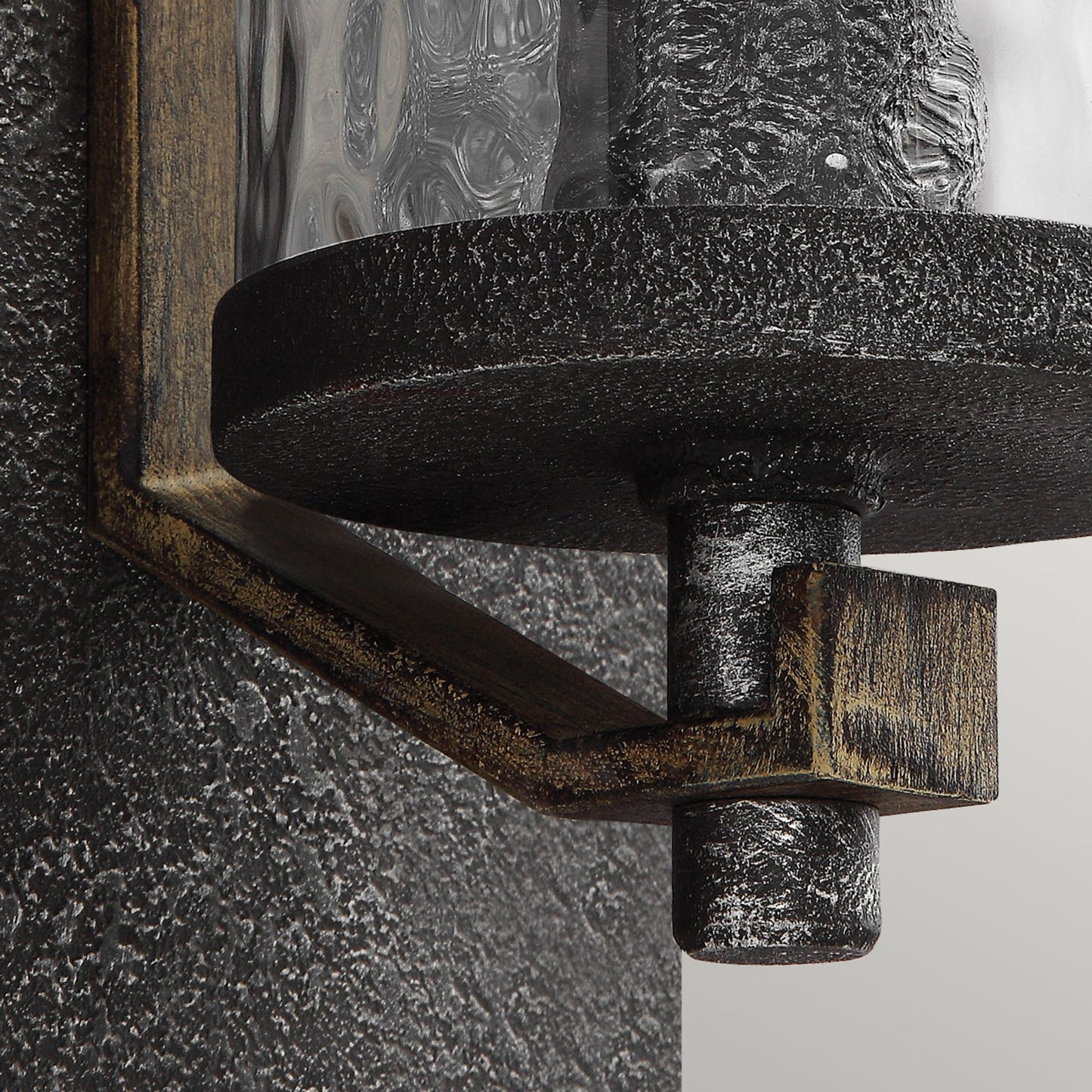 Angelo 1-Light Wall Light in Distressed Weathered Oak & Slate Grey Metal