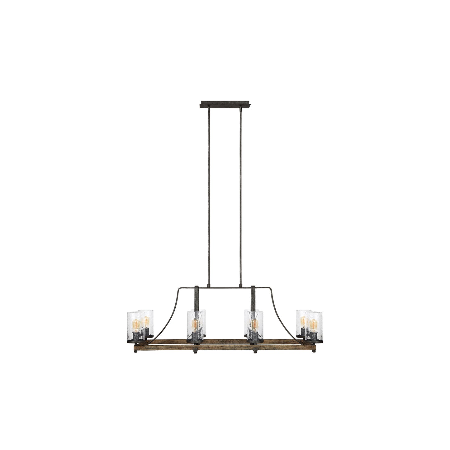 Angelo 8-Light Isle Pendant Chandelier in Distressed Weathered Oak & Slate Grey Metal