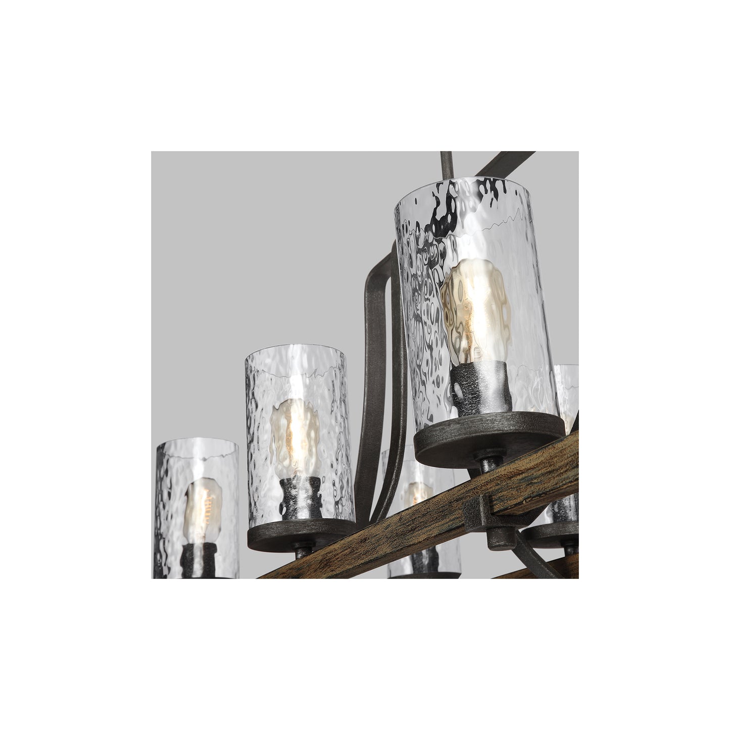 Angelo 8-Light Isle Pendant Chandelier in Distressed Weathered Oak & Slate Grey Metal