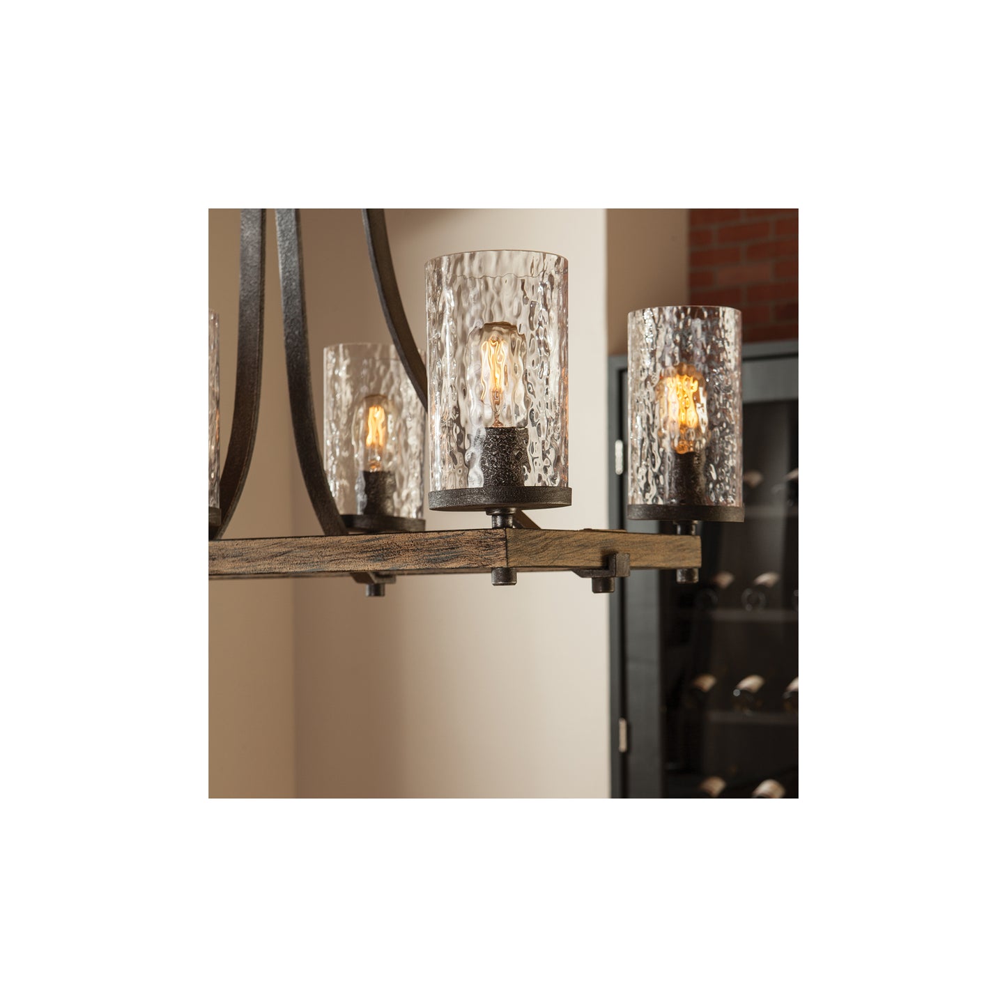 Angelo 8-Light Isle Pendant Chandelier in Distressed Weathered Oak & Slate Grey Metal