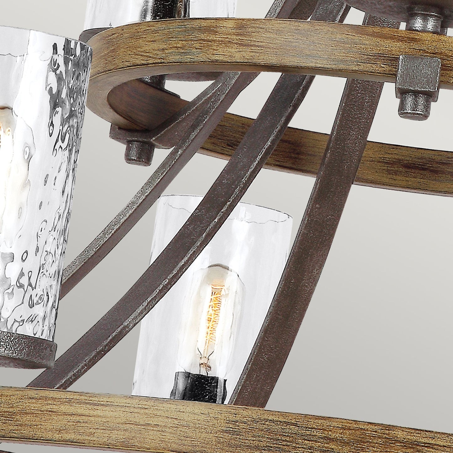 Angelo 9-Light Chandelier in Distressed Weathered Oak & Slate Grey Metal