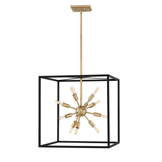 Aros 12-Light Pendant in Black & Warm Brass