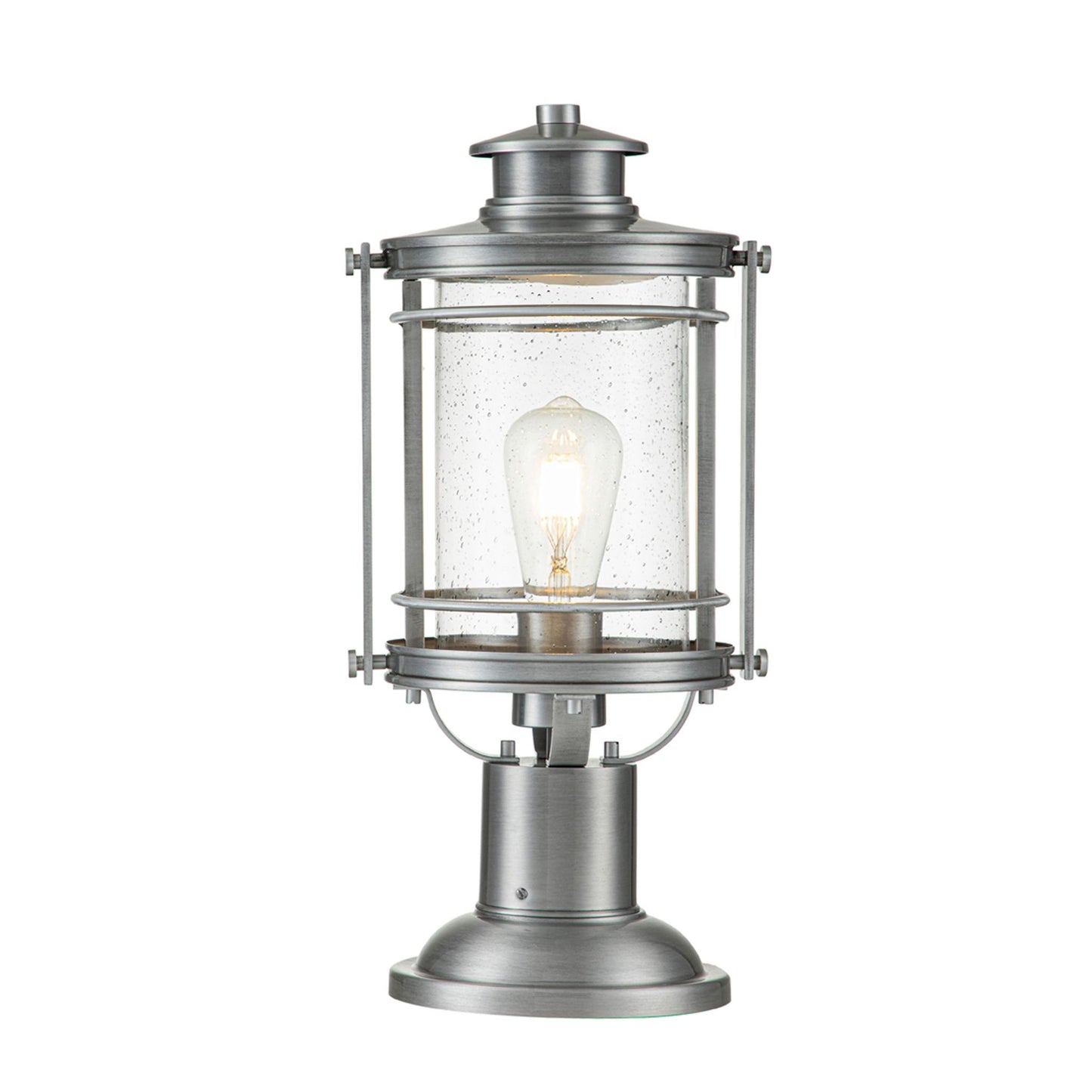 Booker 1-Light Medium Pedestal Lantern in Industrial Aluminium