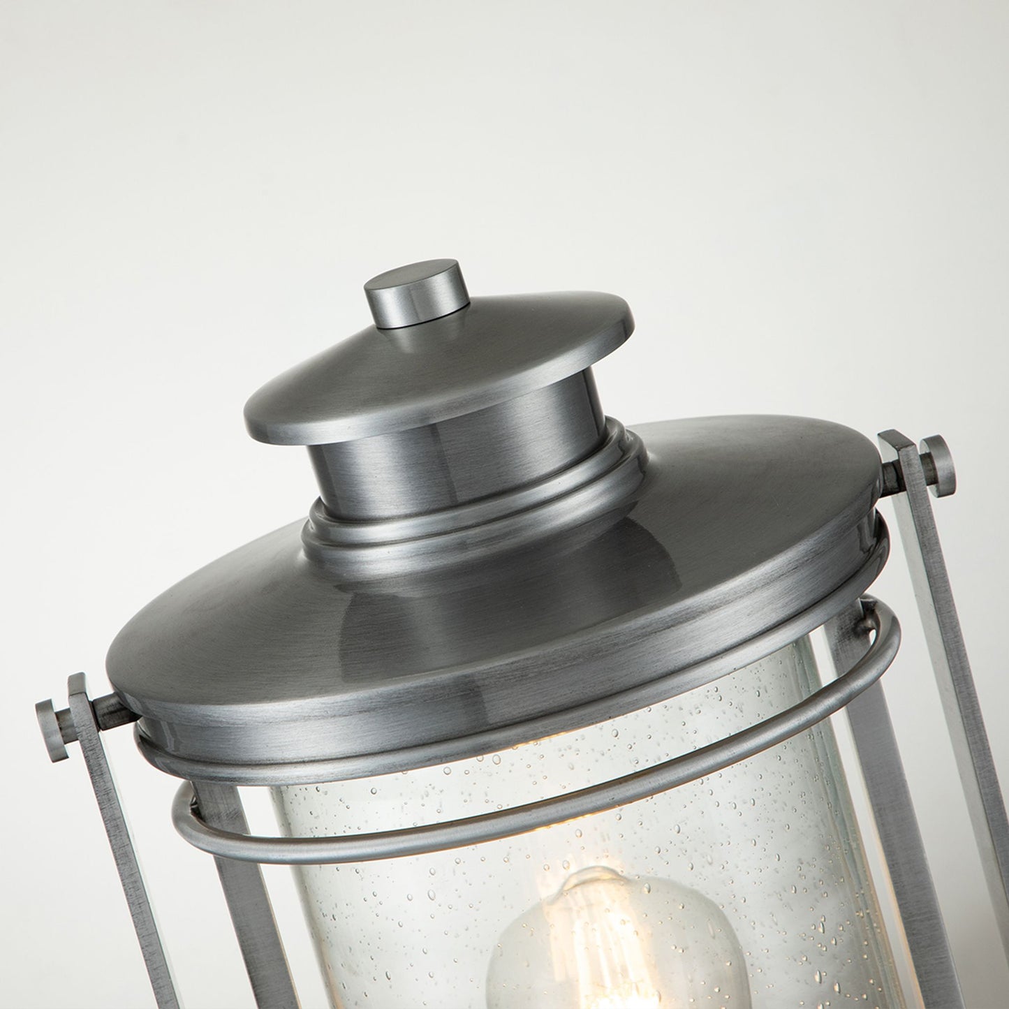 Booker 1-Light Medium Pedestal Lantern in Industrial Aluminium