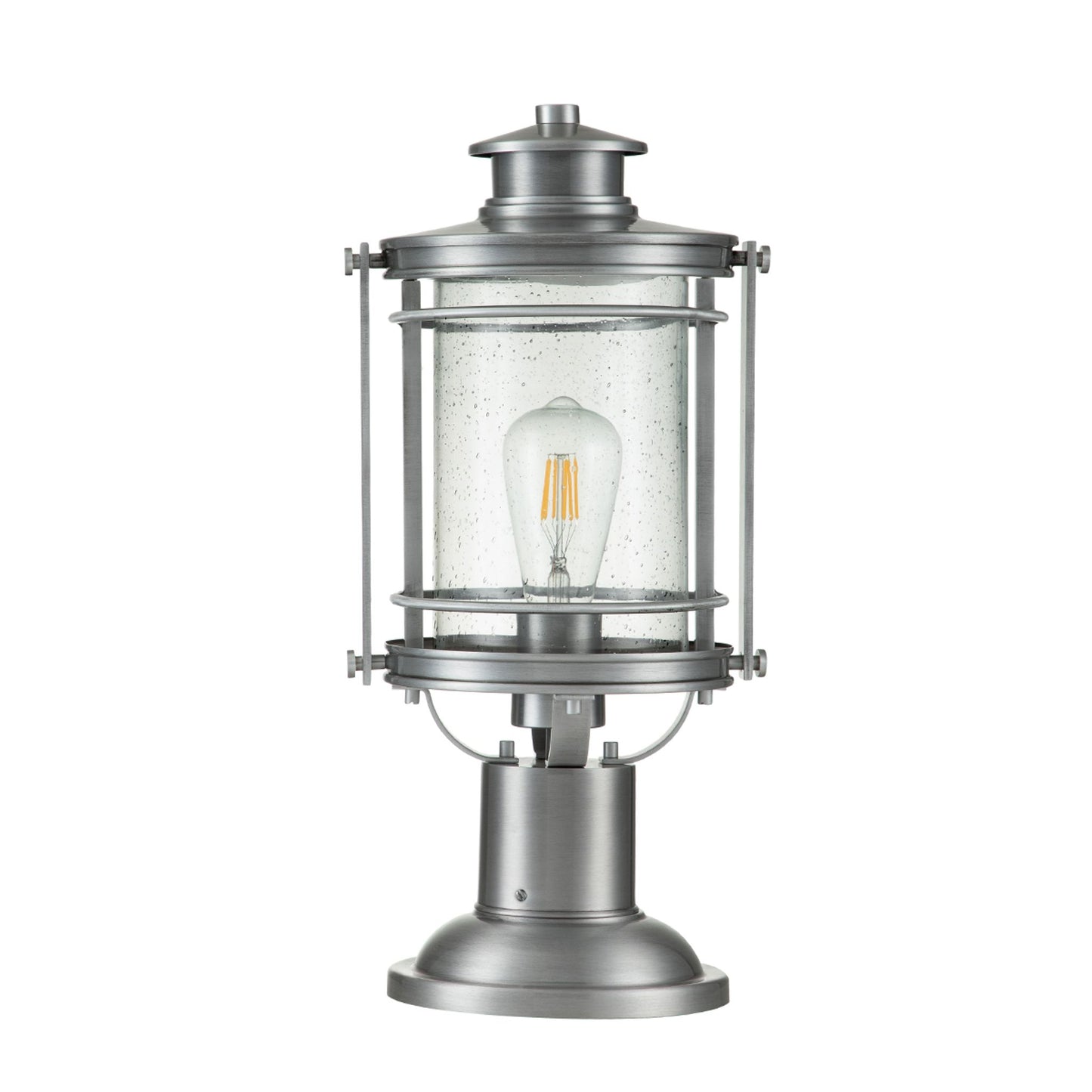 Booker 1-Light Medium Pedestal Lantern in Industrial Aluminium