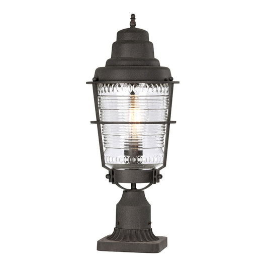 Chance Harbor 1-Light Pedestal Lantern in Weathered Zinc