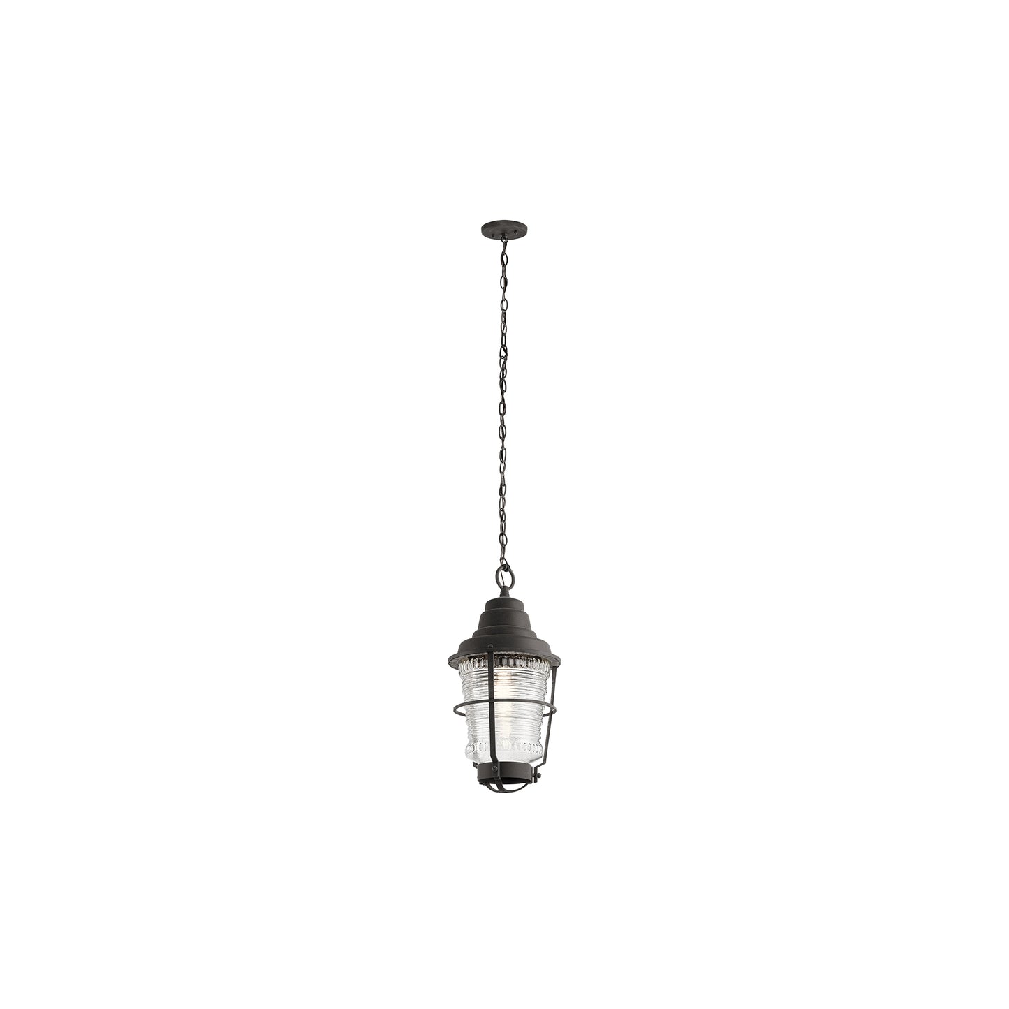 Chance Harbor 1-Light Chain Lantern in Weathered Zinc