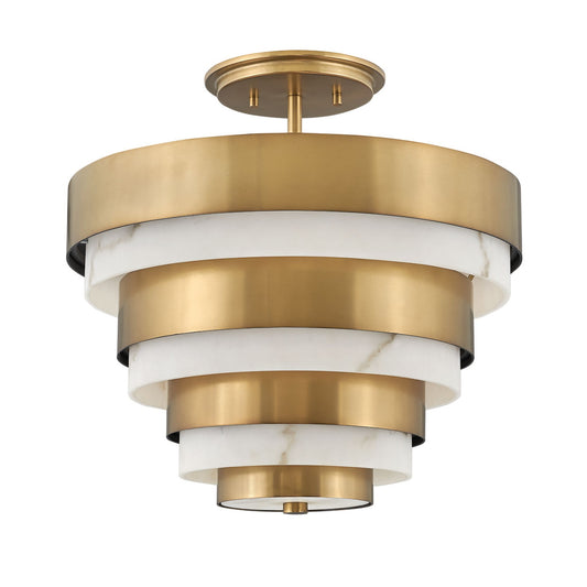 Echelon 3-Light Semi-flush Mount in Heritage Brass