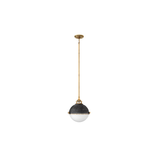 Fletcher 2-Light Pendant in Aged Zinc & Heritage Brass