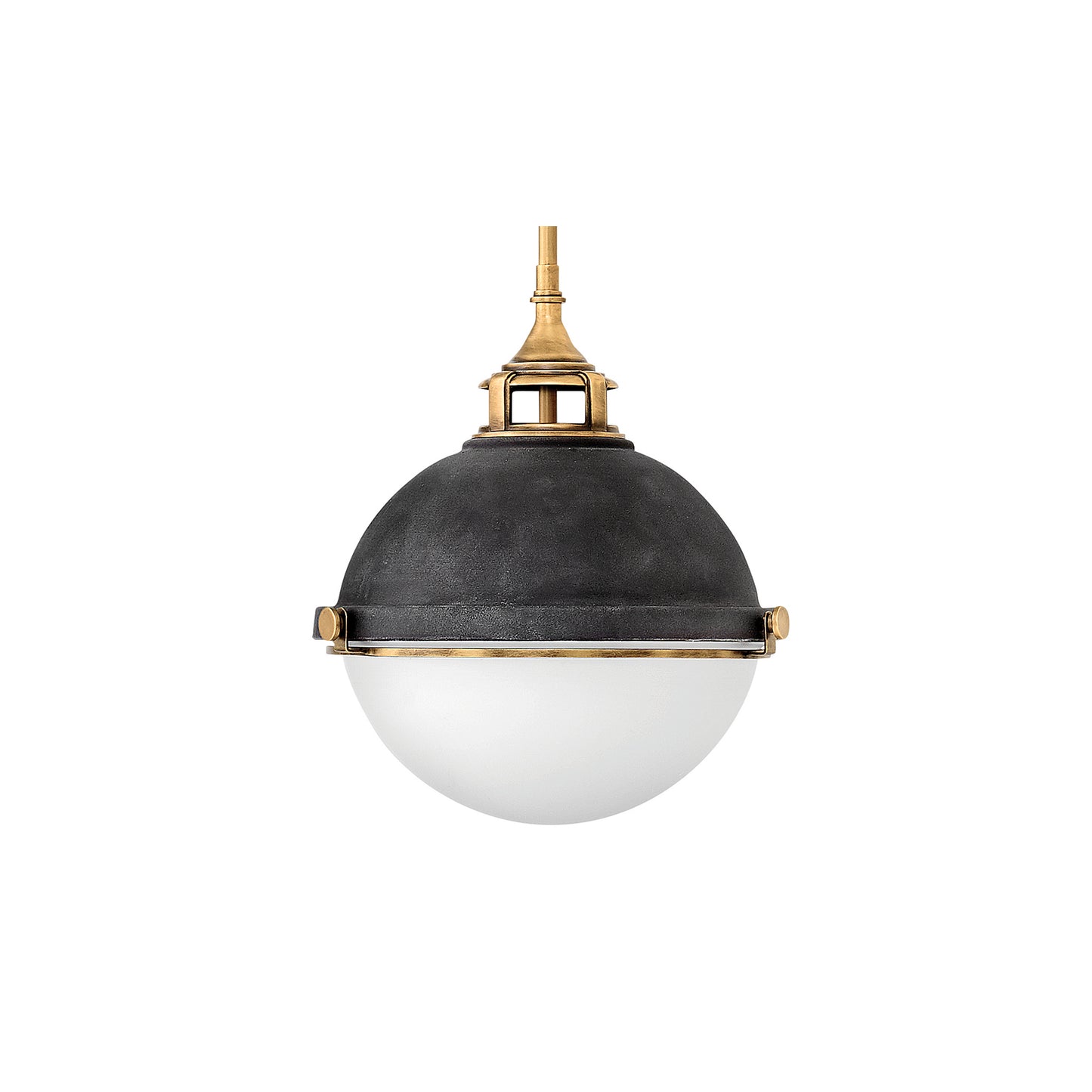 Fletcher 2-Light Pendant in Aged Zinc & Heritage Brass