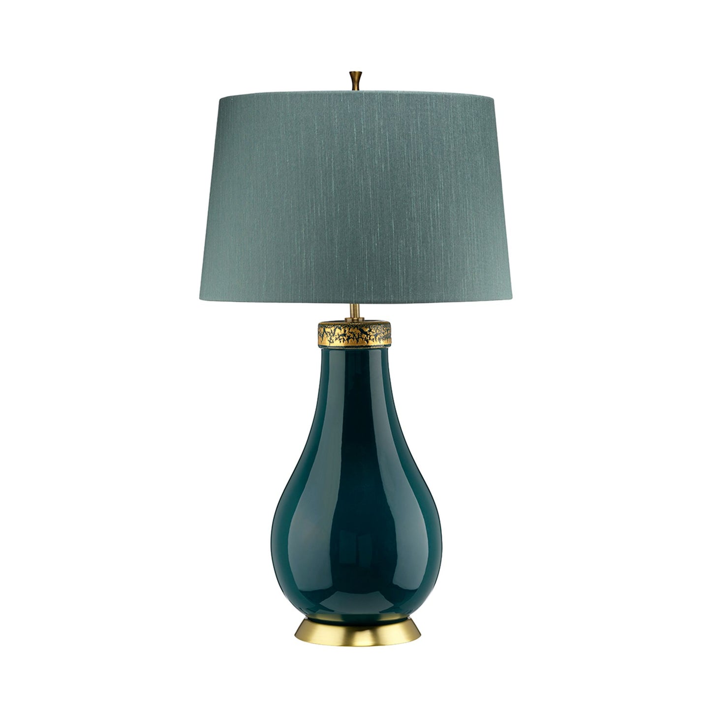 Havering 1-Light Table Lamp in Azure-Turquoise & Aged Brass