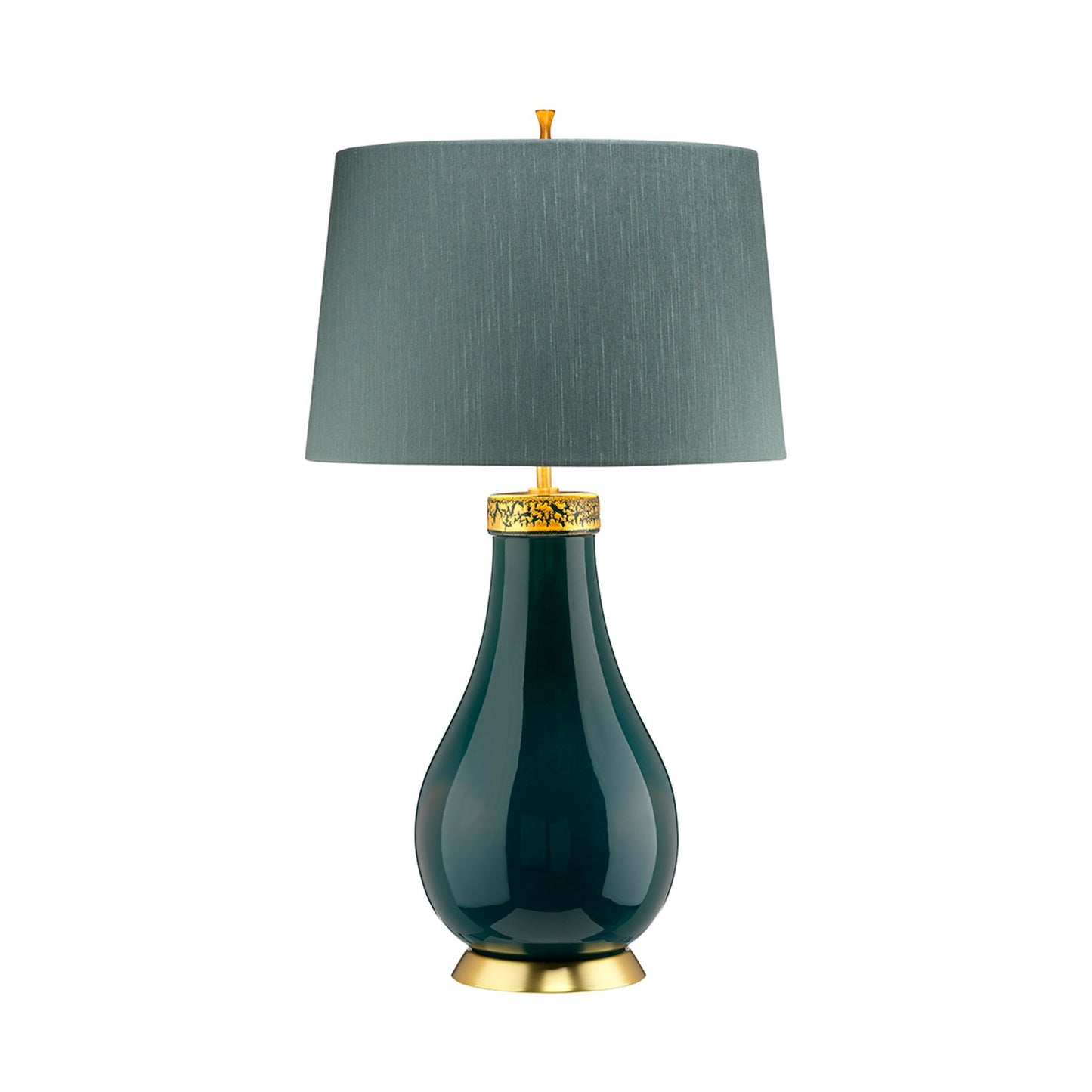 Havering 1-Light Table Lamp in Azure-Turquoise & Aged Brass