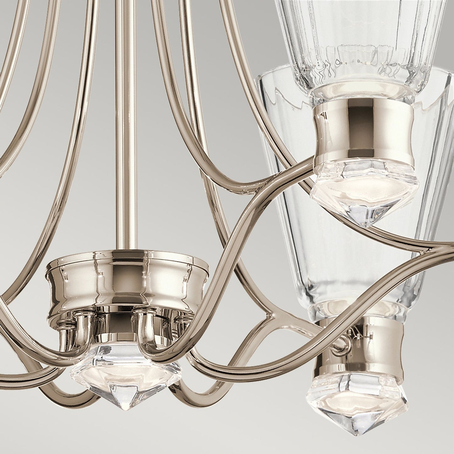 Kayva LED 13-Light 6 Arm Chandelier in Polished Nickel