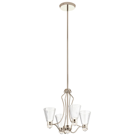 Kayva LED 9-Light 4 Arm Chandelier in Polished Nickel