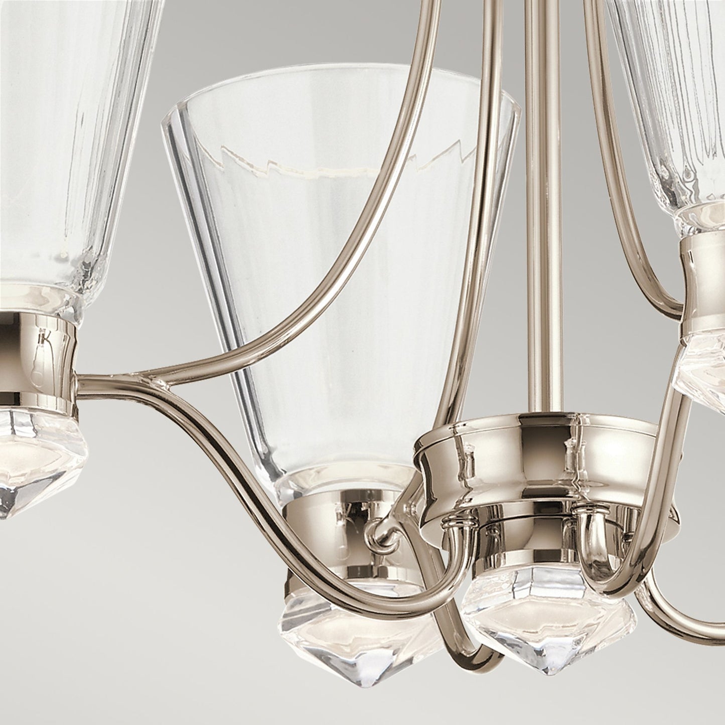 Kayva LED 9-Light 4 Arm Chandelier in Polished Nickel