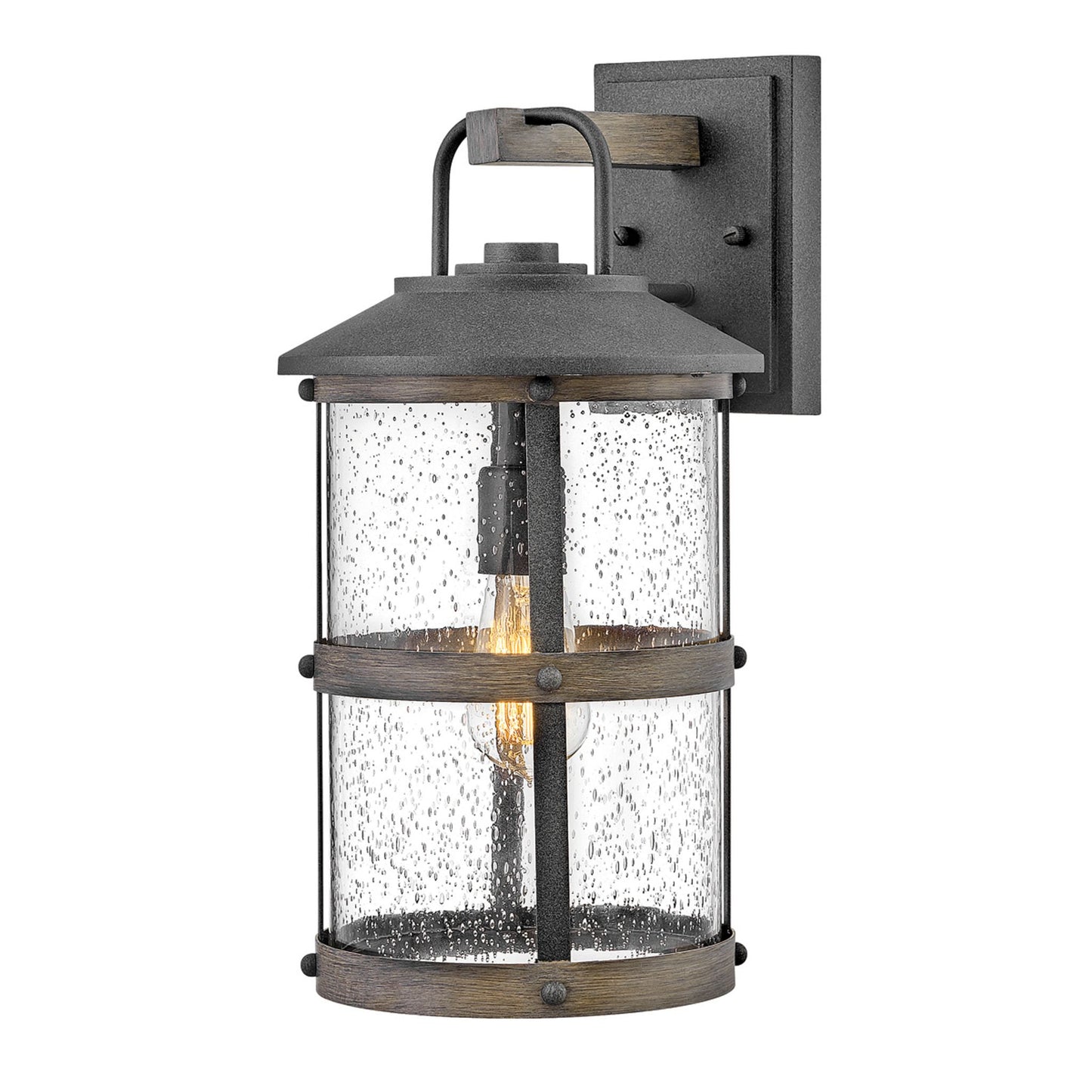 Lakehouse 1-Light Wall Lantern in Aged Zinc with Driftwood Grey