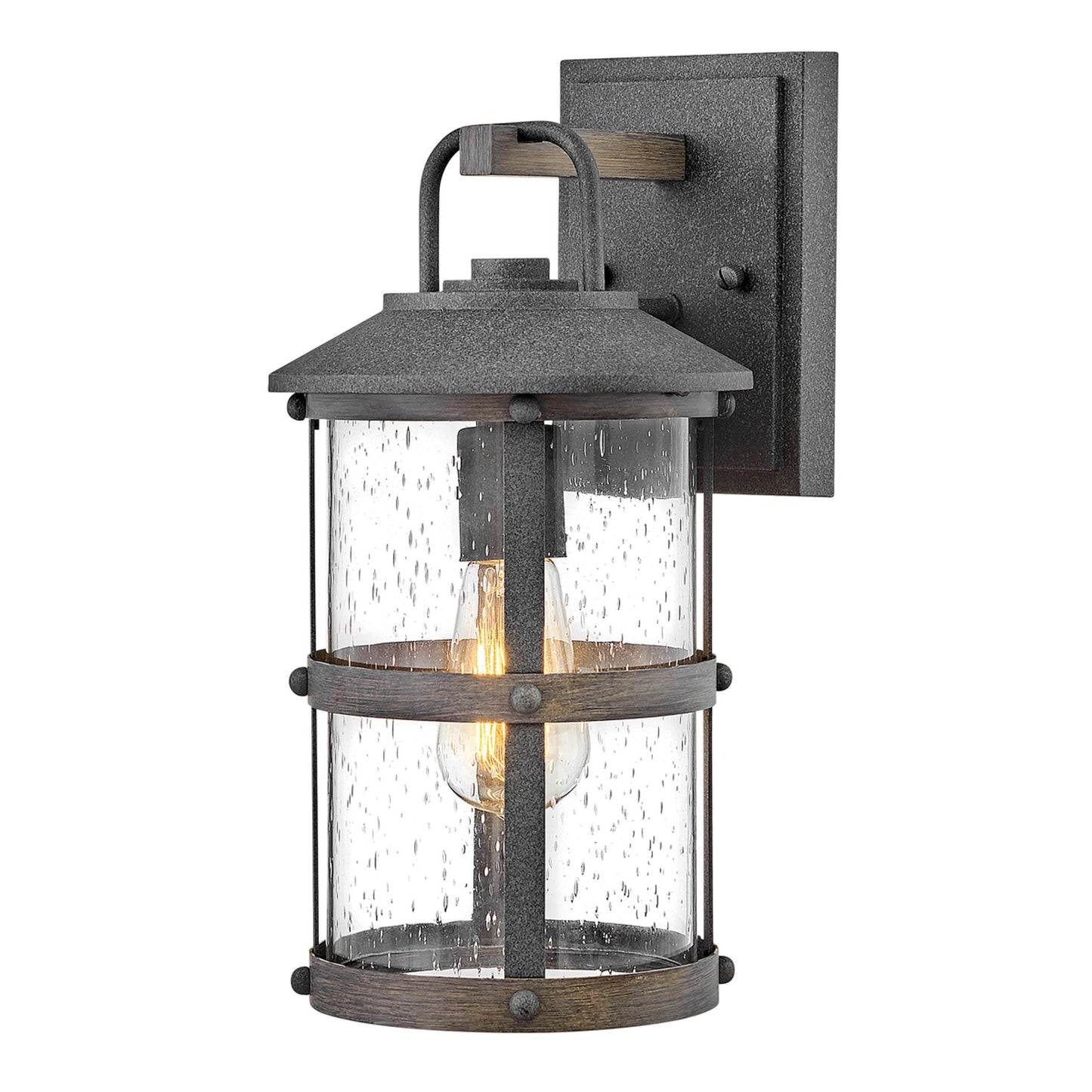 Lakehouse 1-Light Wall Lantern in Aged Zinc with Driftwood Grey