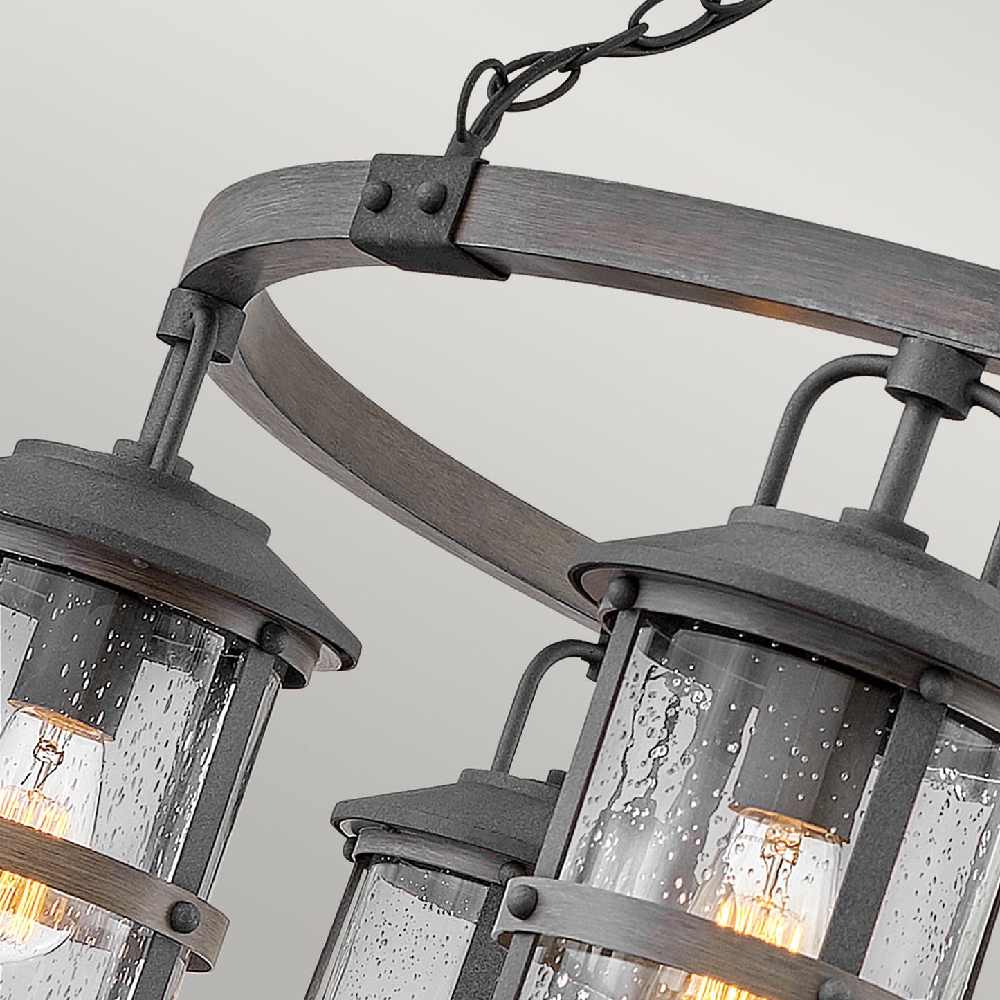 Lakehouse 6-Light Outdoor Chandelier in Aged Zinc with Driftwood Grey