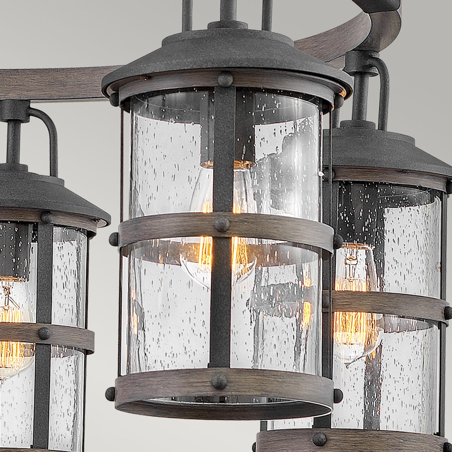 Lakehouse 6-Light Outdoor Chandelier in Aged Zinc with Driftwood Grey