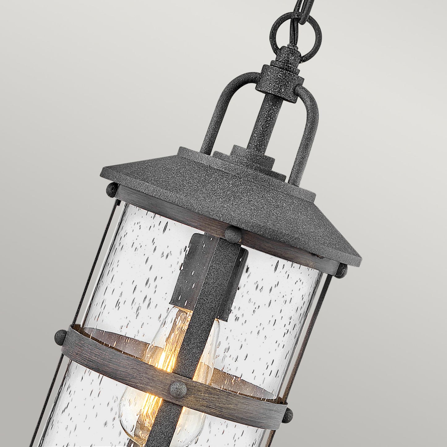 Lakehouse 1-Light Small Chain Lantern in Aged Zinc with Driftwood Grey