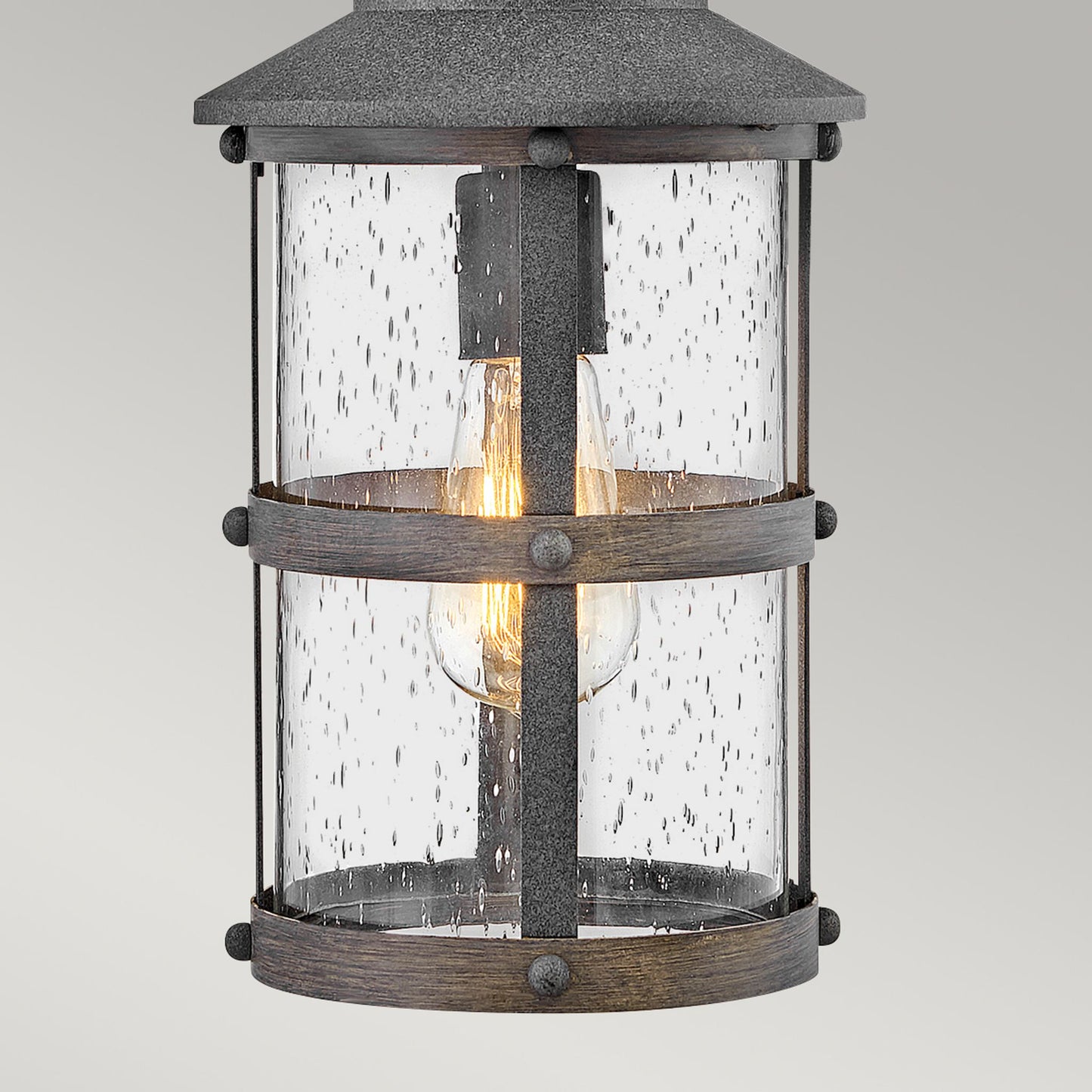 Lakehouse 1-Light Small Chain Lantern in Aged Zinc with Driftwood Grey