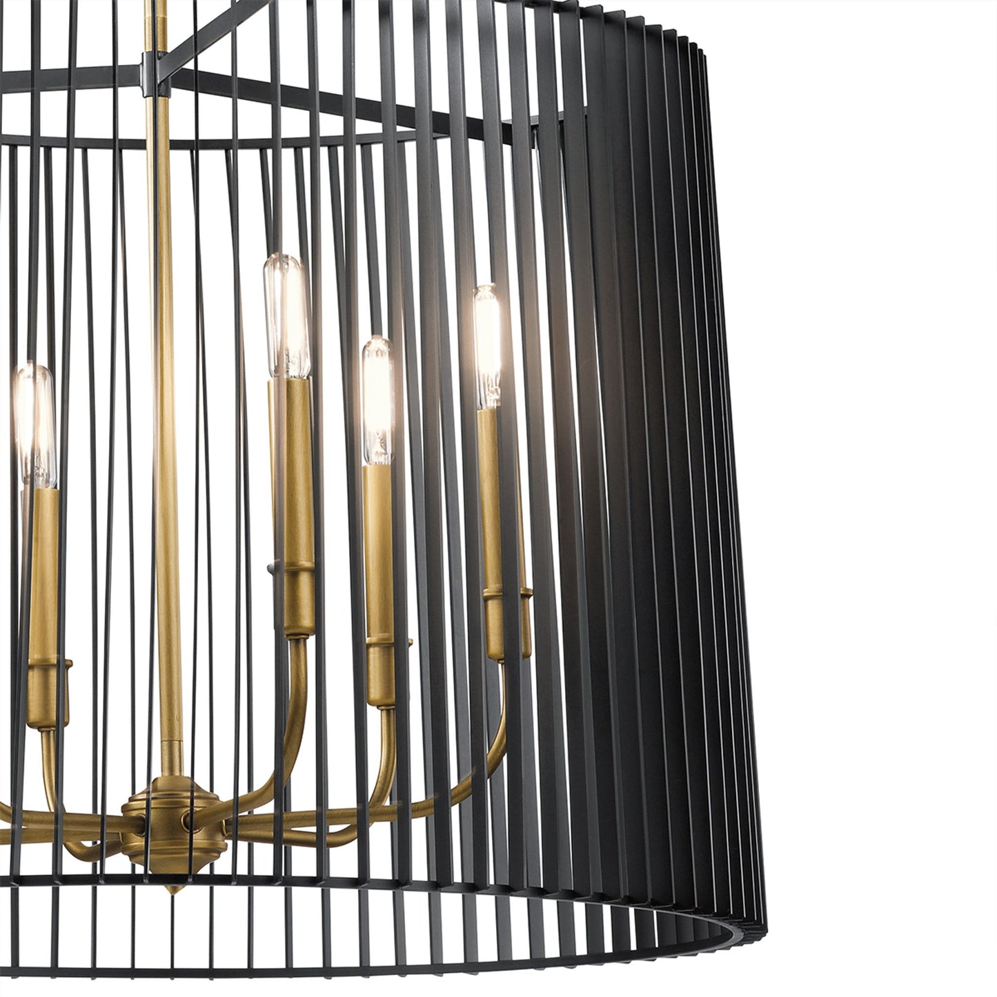 Linara 6-Light Pendant Chandelier in Black & Natural Brass