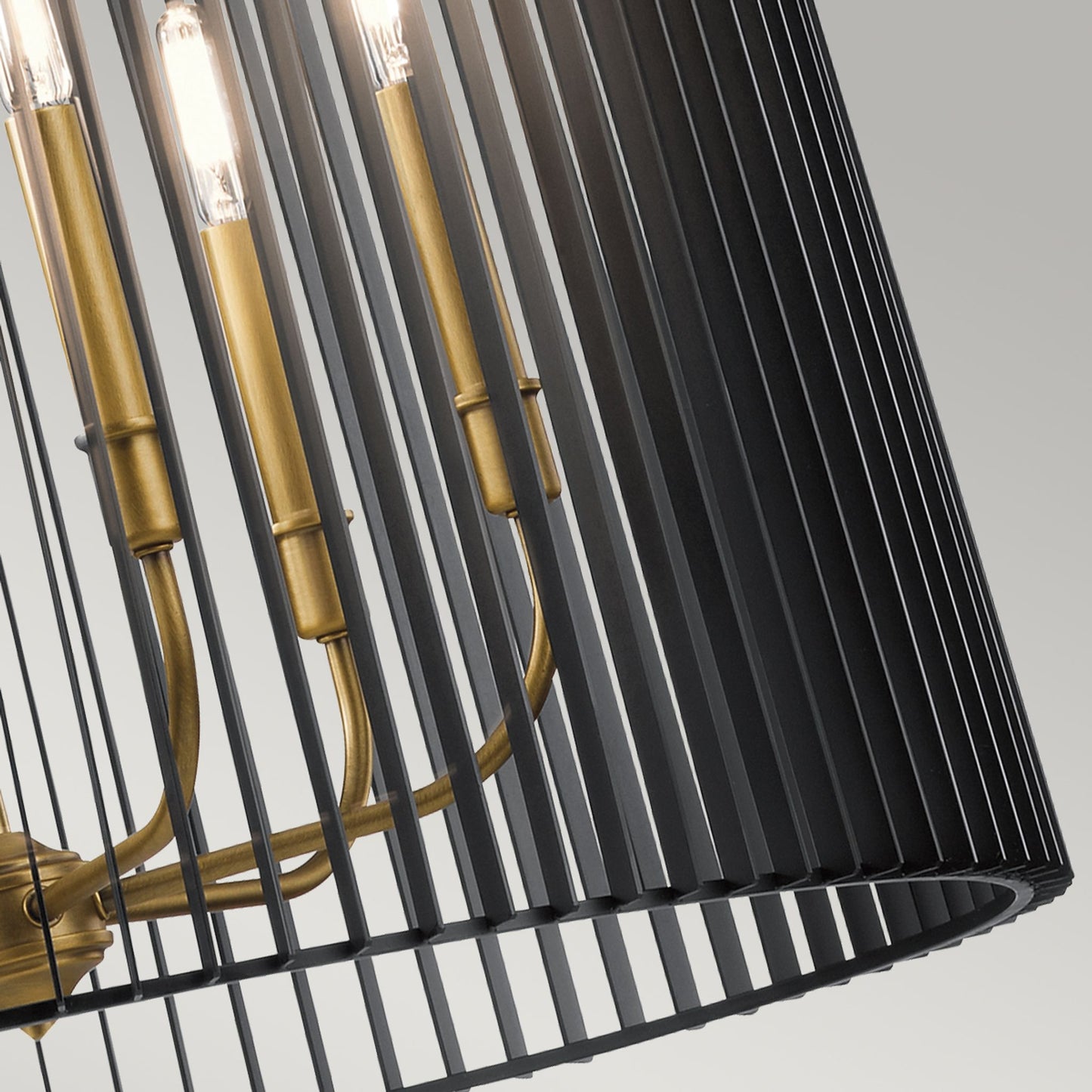 Linara 6-Light Pendant Chandelier in Black & Natural Brass