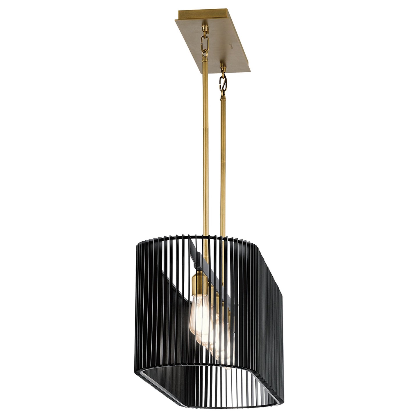 Linara 5-Light Linear Pendant Chandelier in Black & Natural Brass