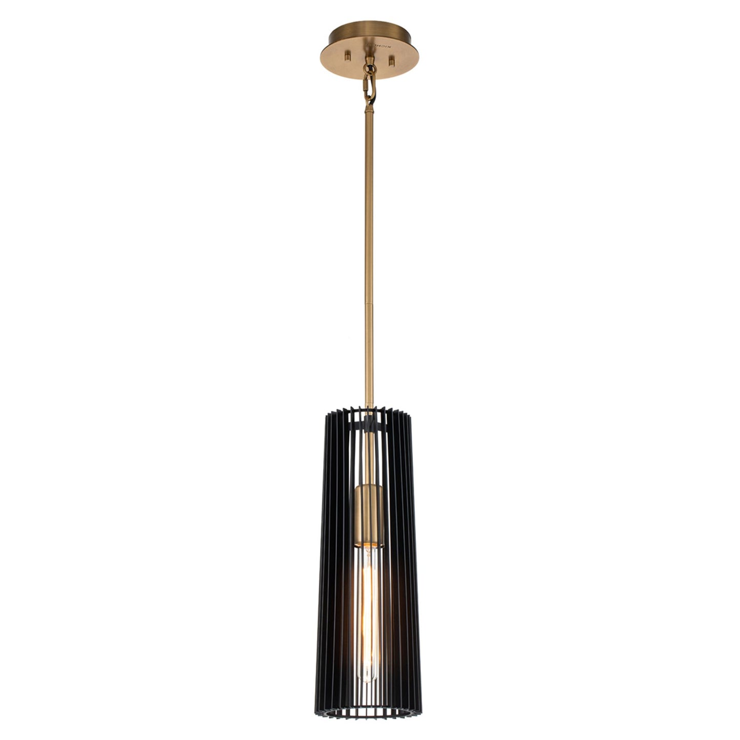 Linara 1-Light Pendant in Black & Natural Brass