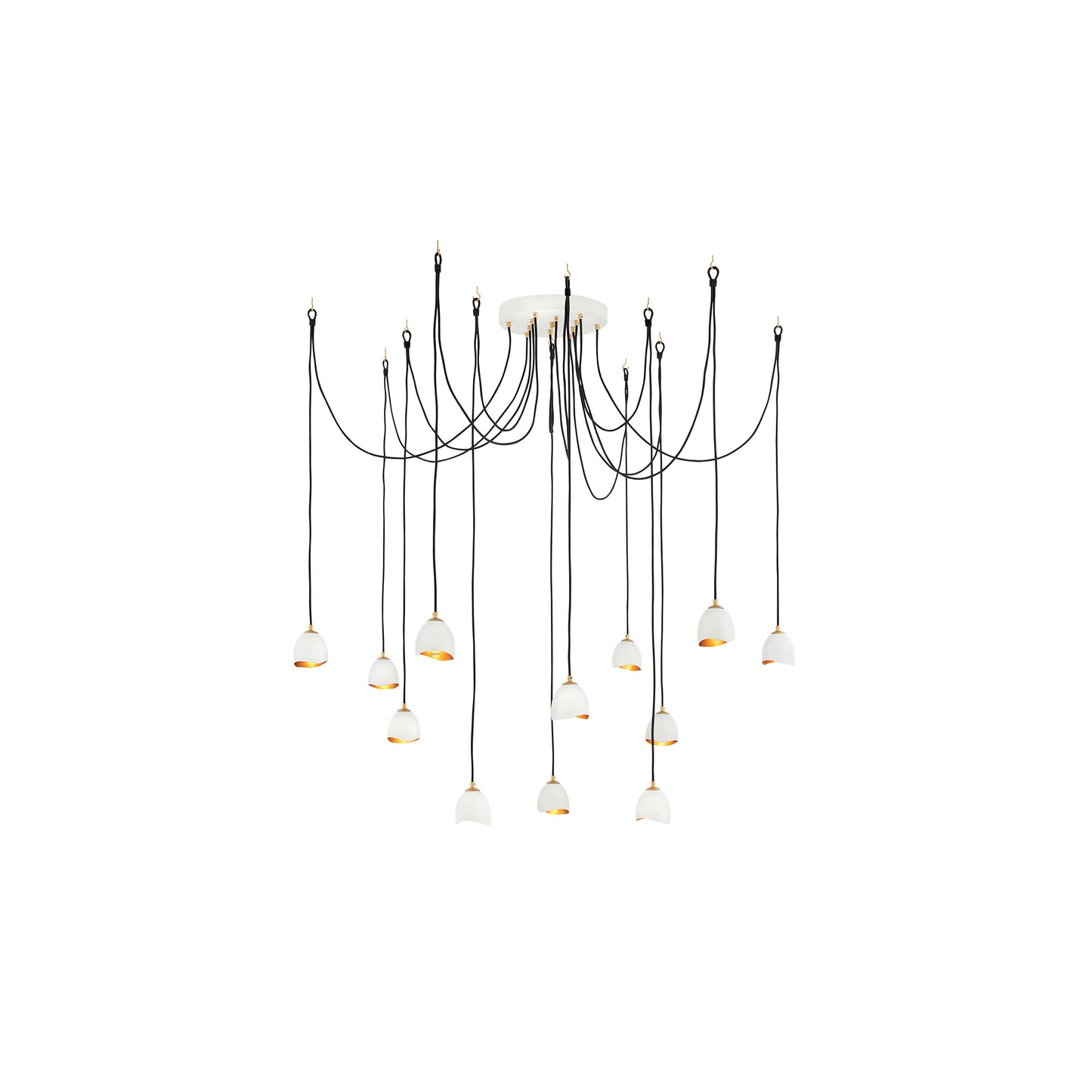 Nula 12-Light Pendant in Shell White & Luxe Gold