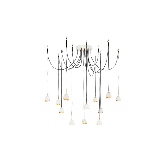 Nula 12-Light Pendant in Shell White & Luxe Gold