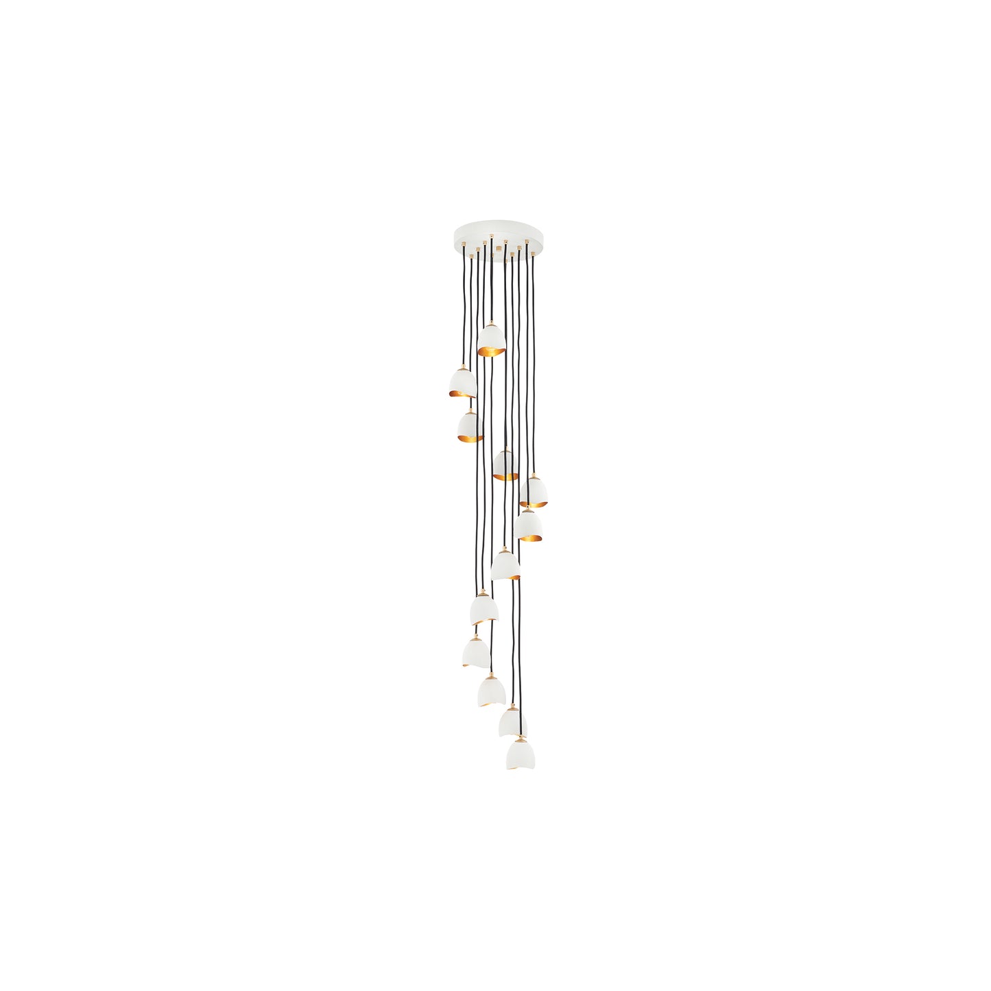 Nula 12-Light Pendant in Shell White & Luxe Gold