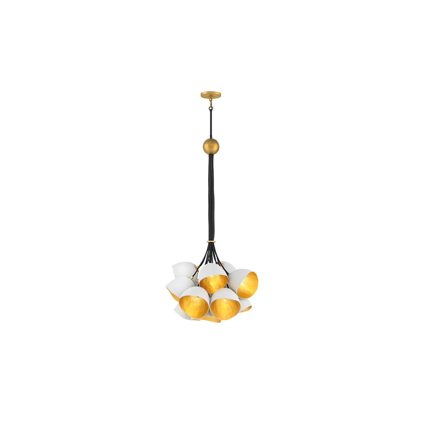 Nula 15-Light Pendant in Shell White & Luxe Gold