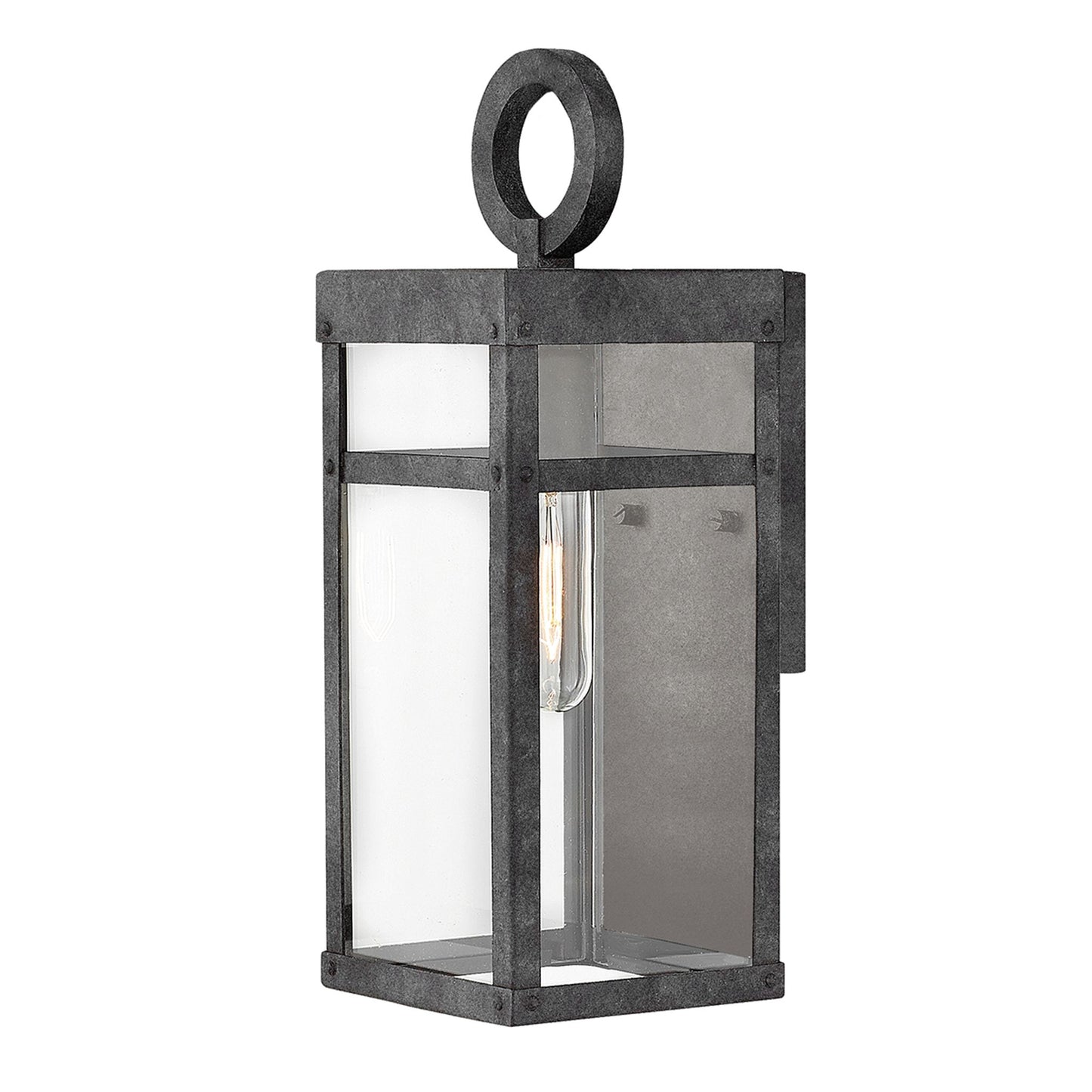 Porter 1-Light Small Wall Lantern in Aged Zinc