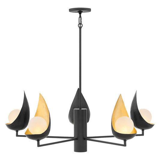 Ren 5-Light Chandelier in Matt Black & Gold