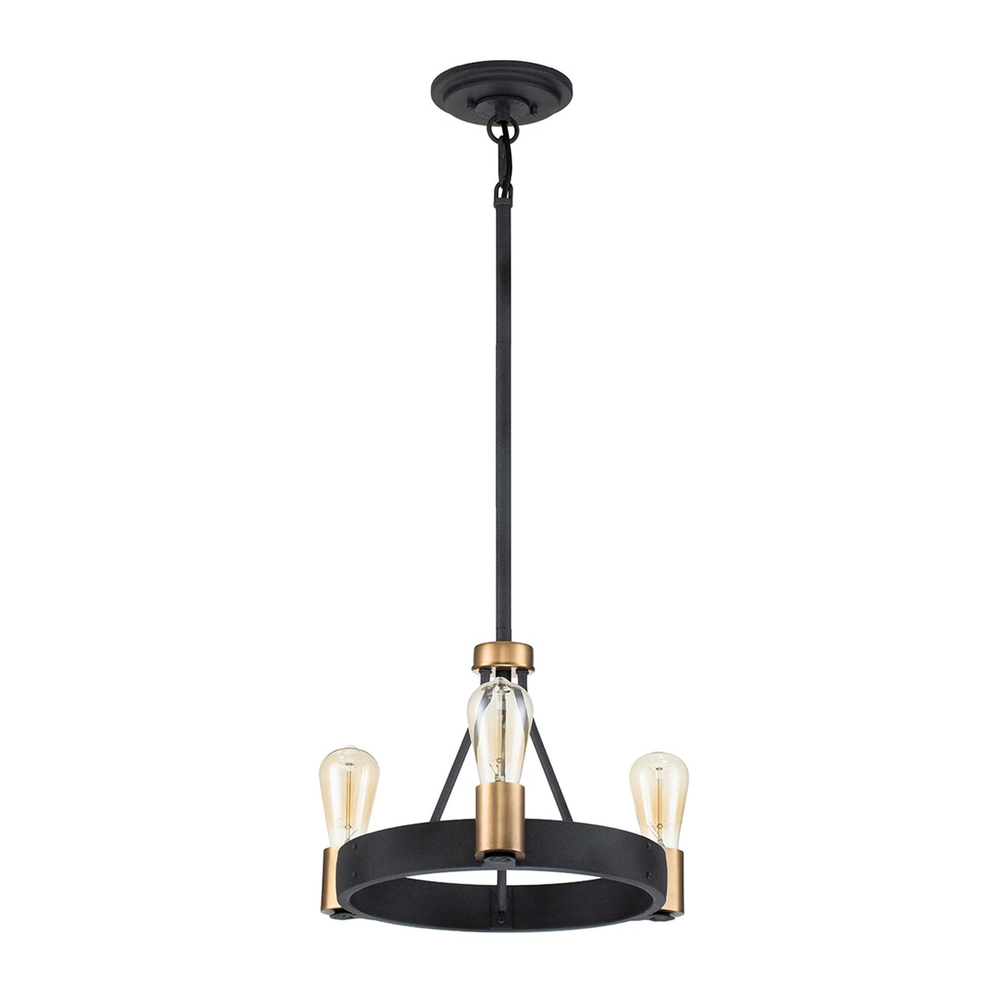 Silas 3-Light Pendant in Aged Zinc & Heritage Brass