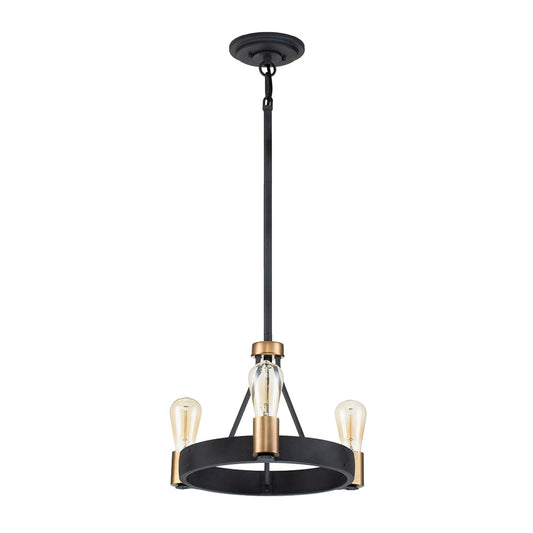 Silas 3-Light Pendant in Aged Zinc & Heritage Brass