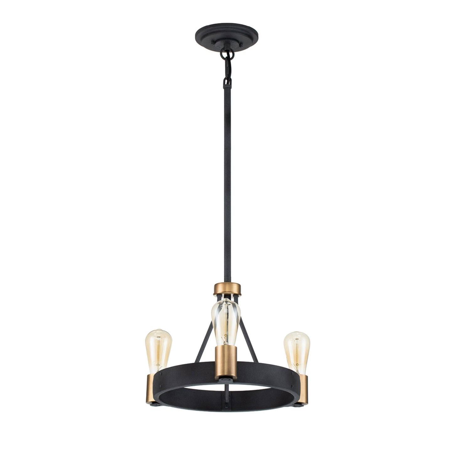 Silas 3-Light Pendant in Aged Zinc & Heritage Brass