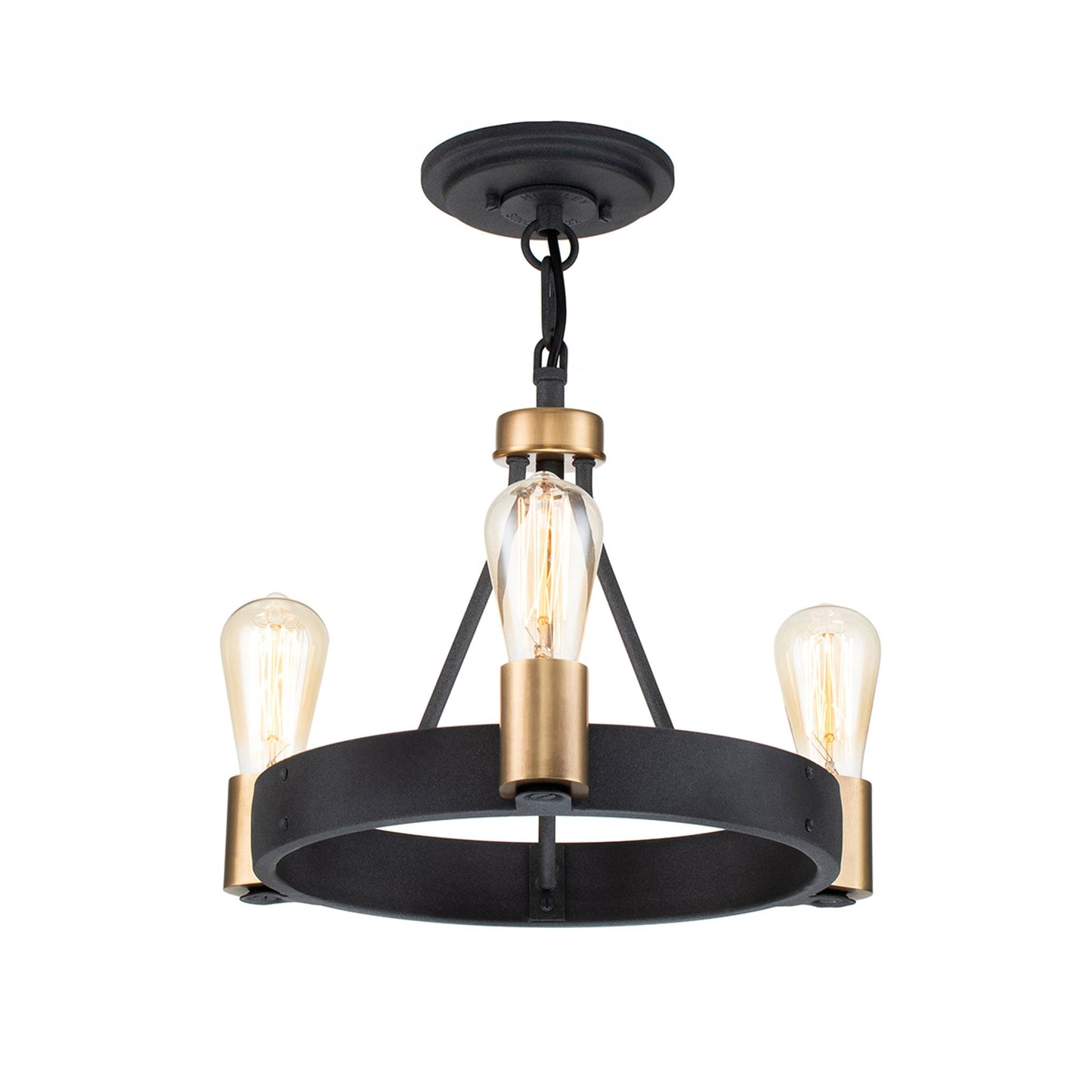 Silas 3-Light Pendant in Aged Zinc & Heritage Brass