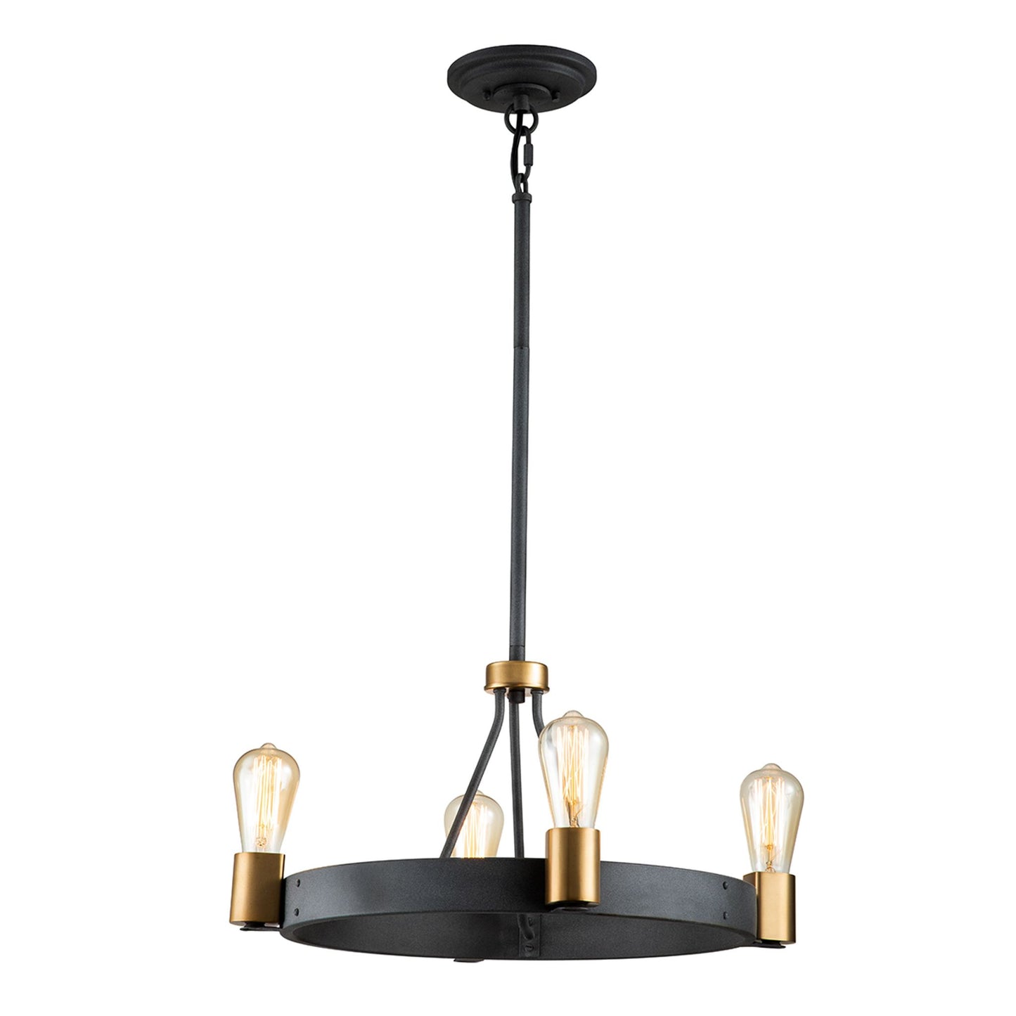 Silas 4-Light Pendant in Aged Zinc & Heritage Brass