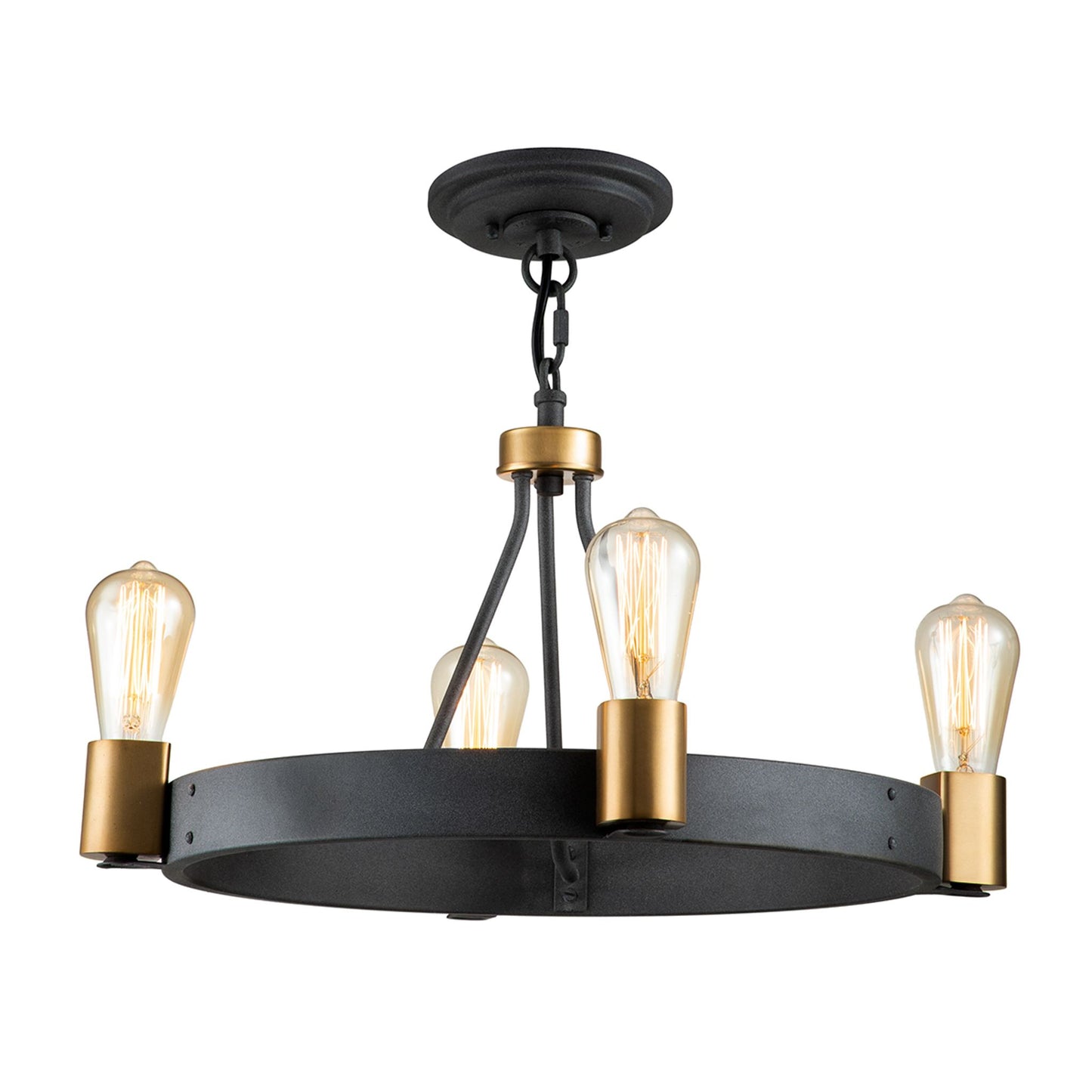 Silas 4-Light Pendant in Aged Zinc & Heritage Brass