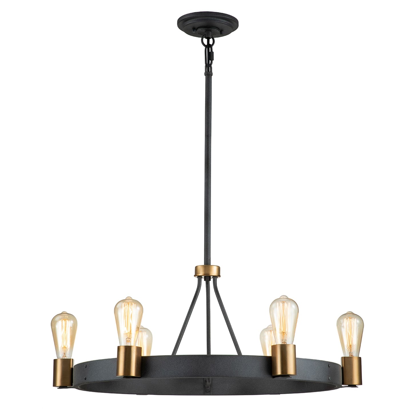 Silas 6-Light Pendant in Aged Zinc & Heritage Brass