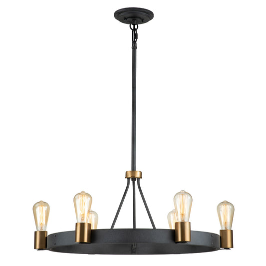 Silas 6-Light Pendant in Aged Zinc & Heritage Brass