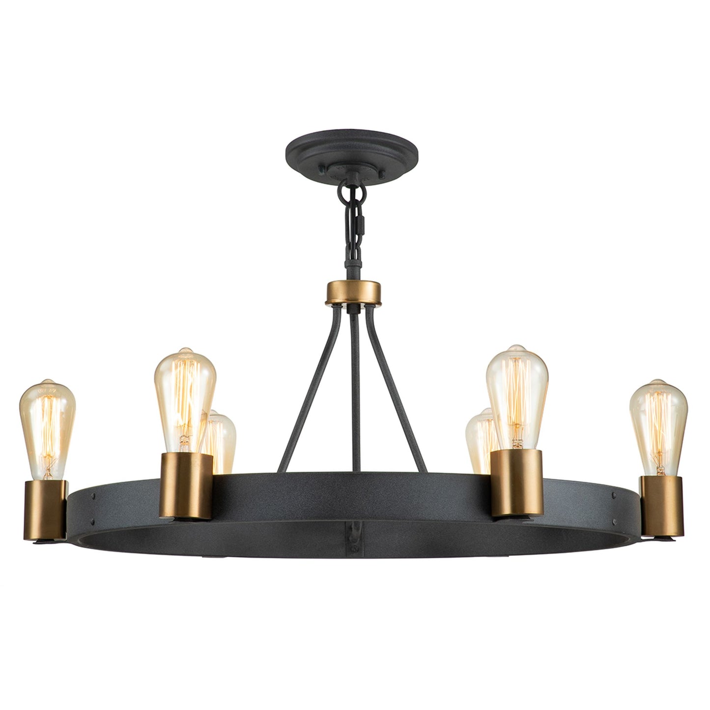 Silas 6-Light Pendant in Aged Zinc & Heritage Brass